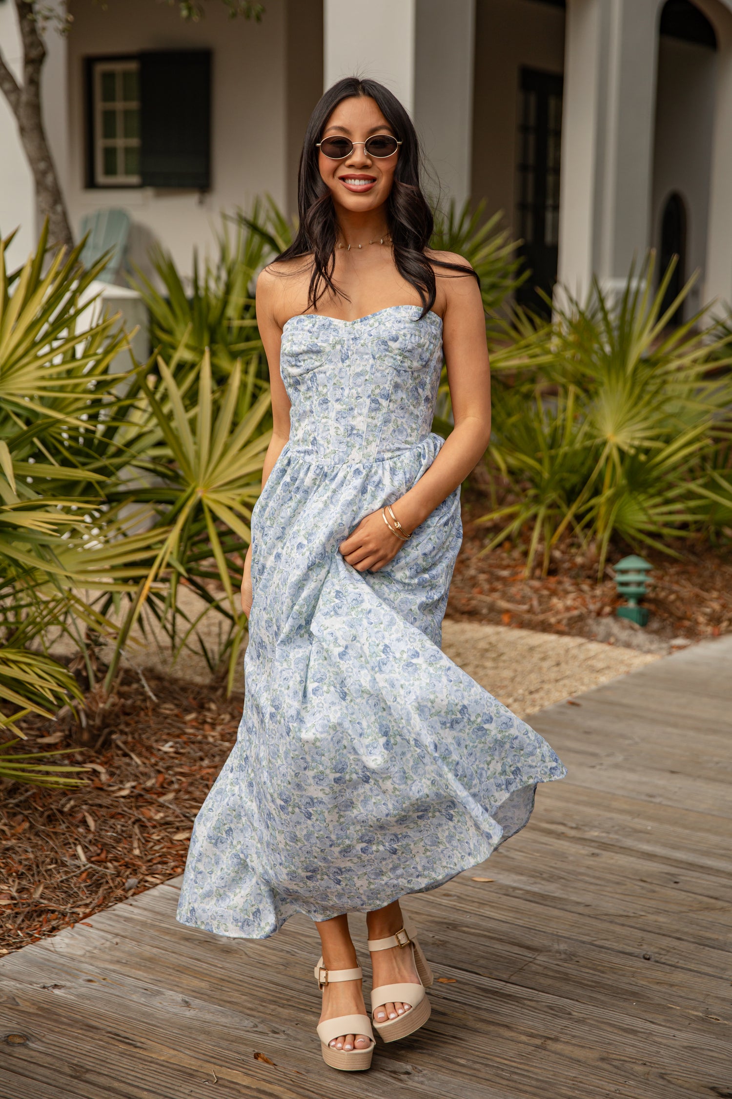 Coastal Blue Floral Maxi Dress | Trendy Women's Dresses | ShopDressUp Blue / Large Coastal Blue Floral Maxi Dress | Trendy Women's Dresses | ShopDressUp Blue / Large