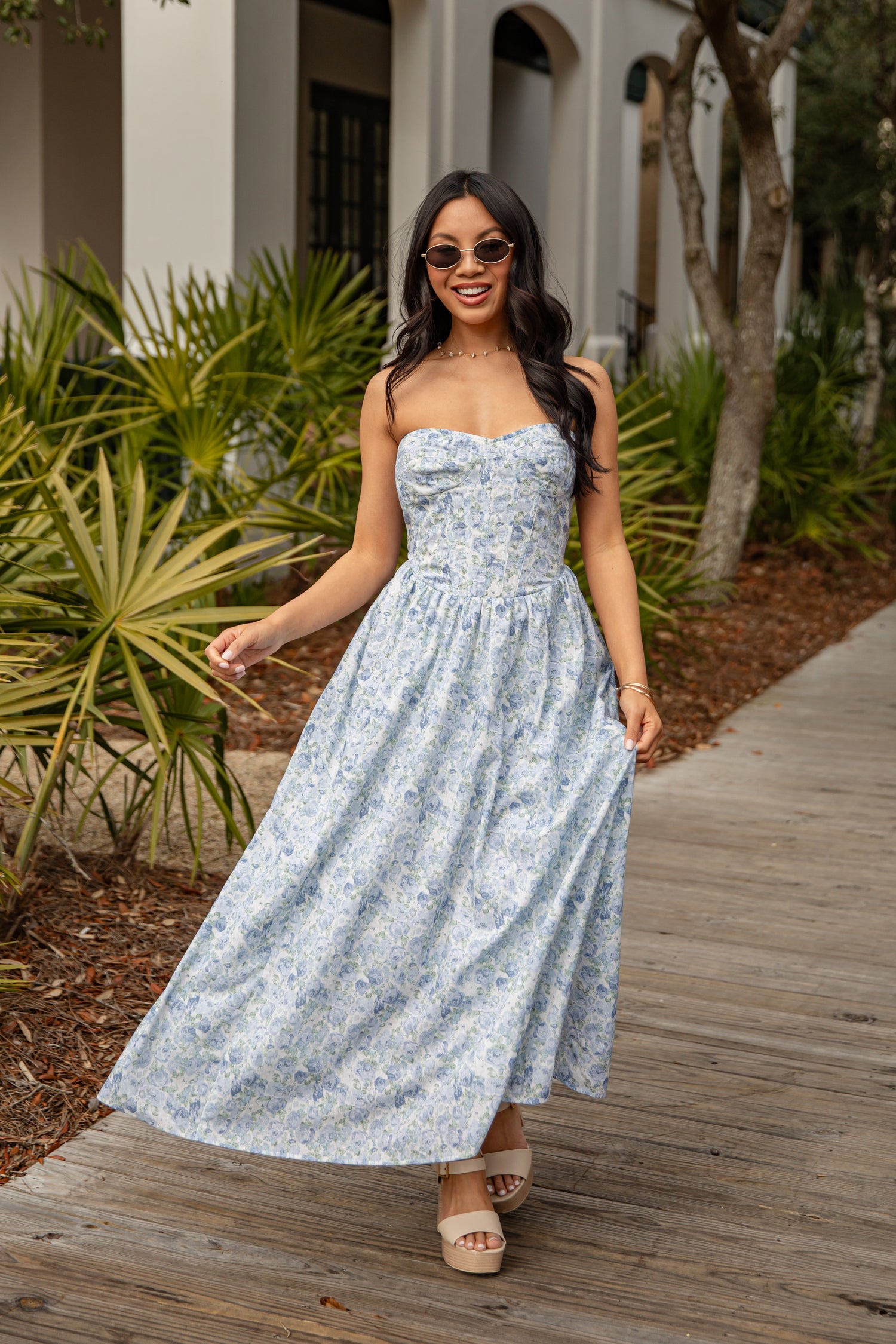 Coastal Blue Floral Maxi Dress | Trendy Women's Dresses | ShopDressUp Blue / Large Coastal Blue Floral Maxi Dress | Trendy Women's Dresses | ShopDressUp Blue / Large