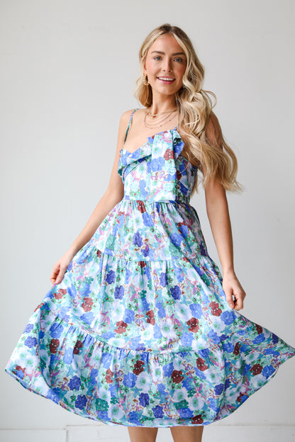 blue floral dress