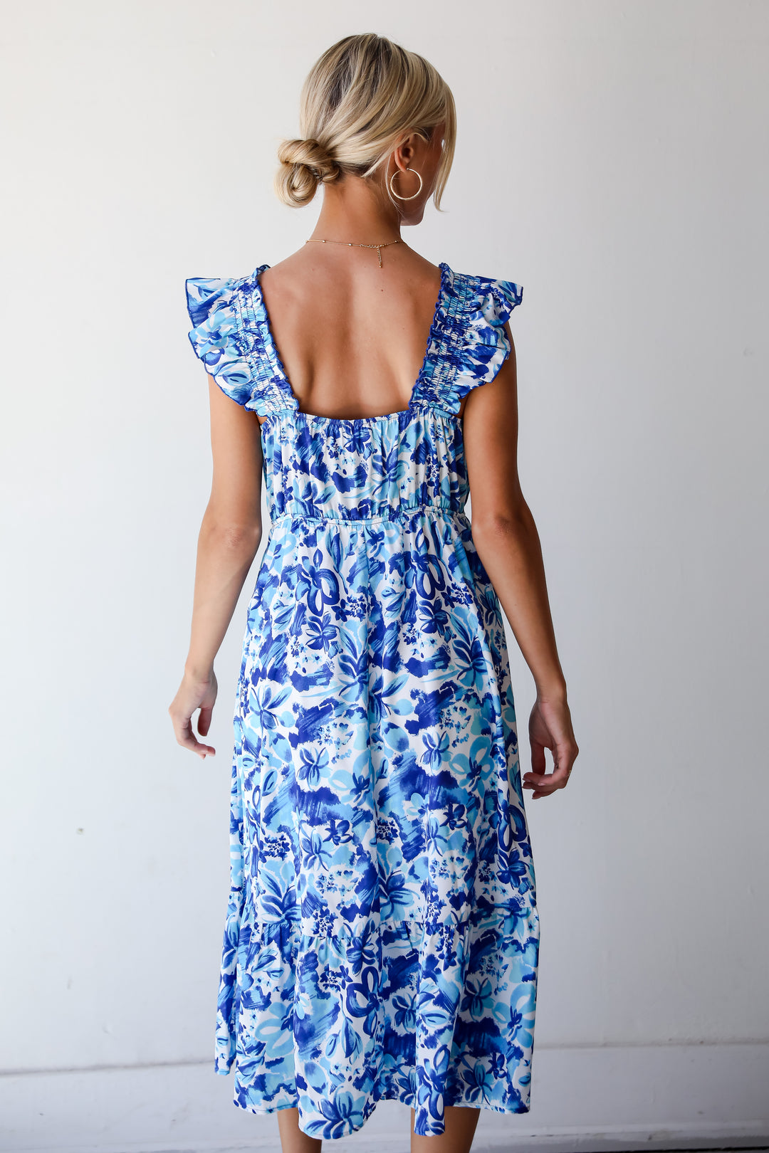 Sweetest Life Blue Floral Midi Dress