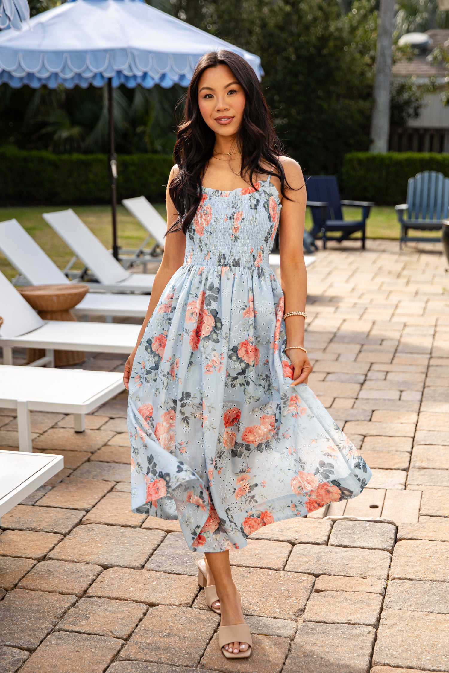 women's dress nearby Women Dresses Sale Clearance, Ladies Short Sleeve Maxi Dresses V Neck Floral Swing A-Line Midi Dresses Beach Boho Polka Dot Casual Loose Evening Party Elegant Wedding Guest Dresses Womens Clothing Calm And Composed Blue Floral