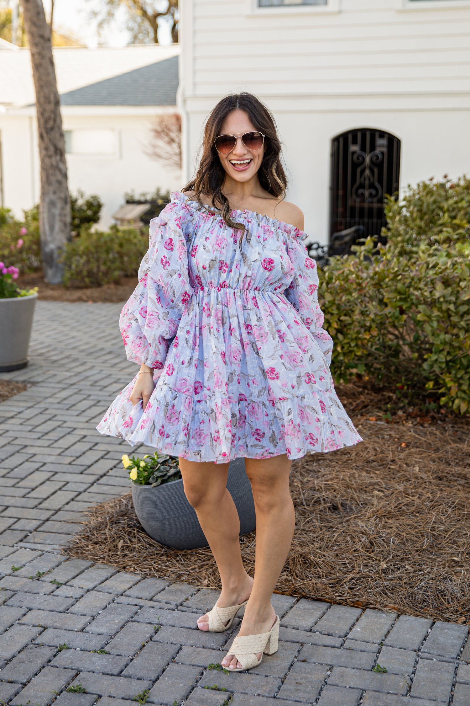 Sweetest Blue Floral Mini Dress | Trendy Women's Dress