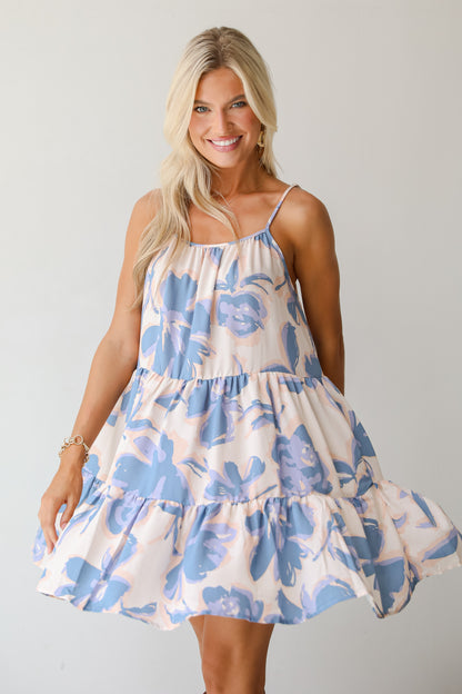 Season Of Blooms Blush Floral Tiered Mini Dress