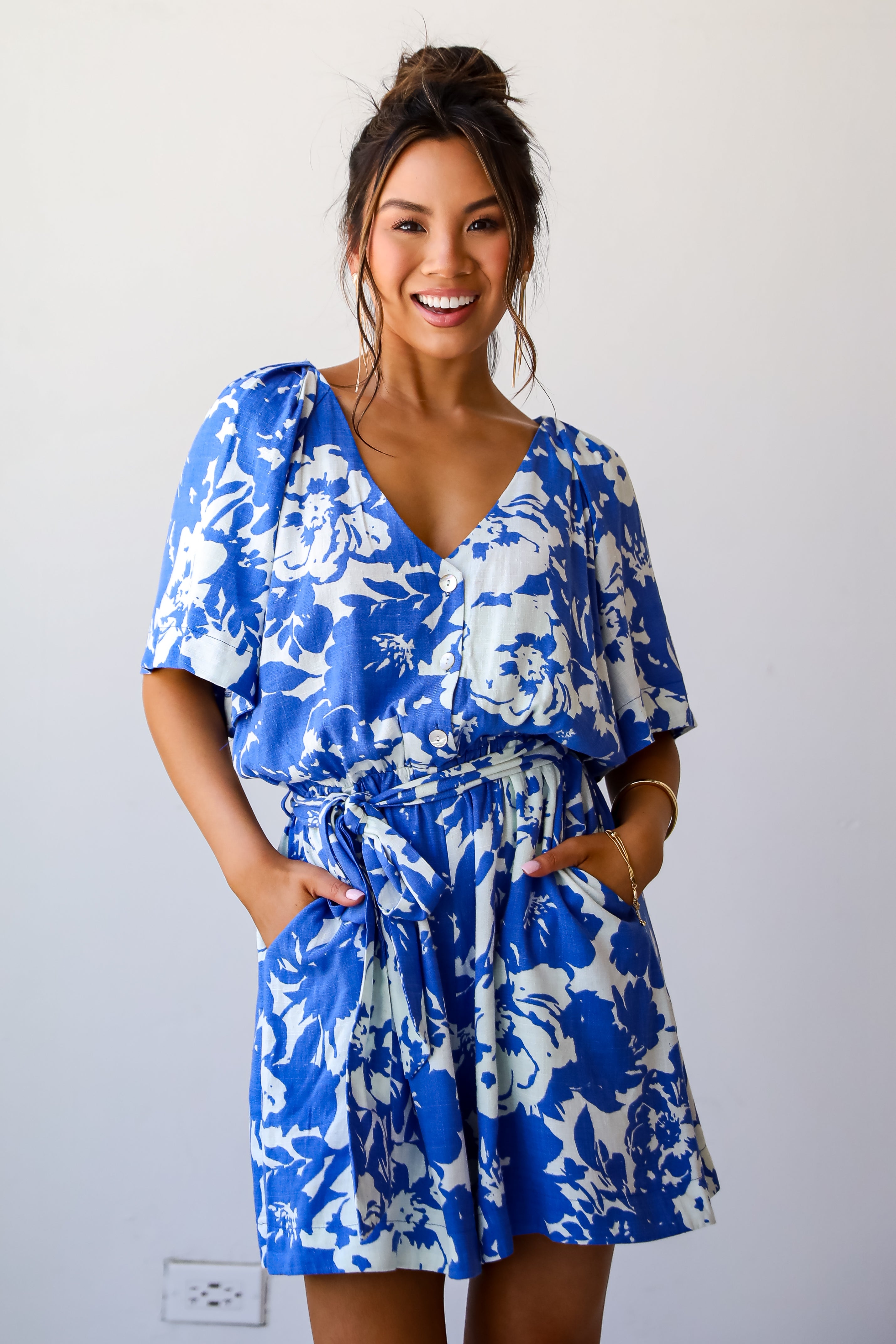 NEW Petersyn Bruna Linen Blend Playsuit in Blue Grotto Size good XS