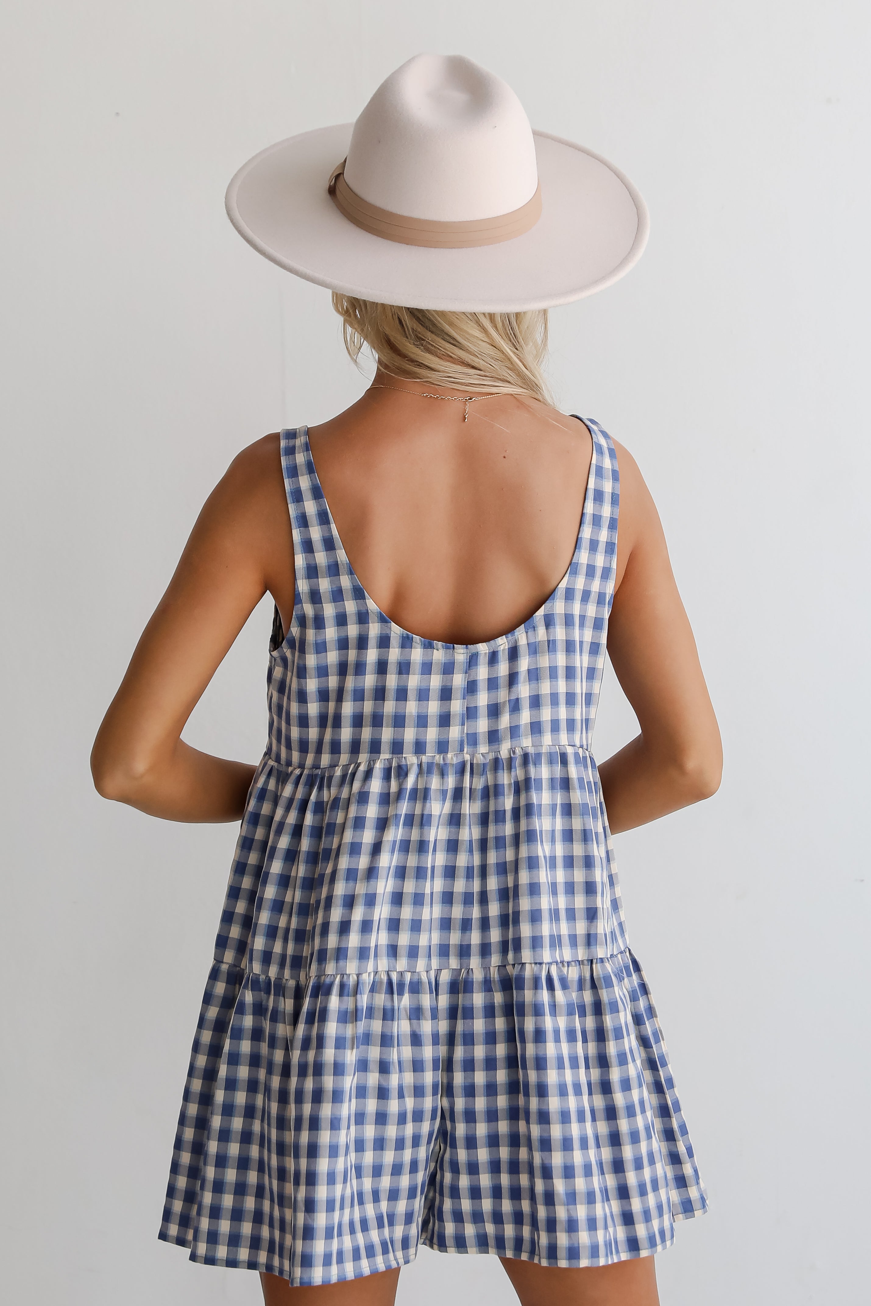 Blissfully Perfect Blue Gingham Romper