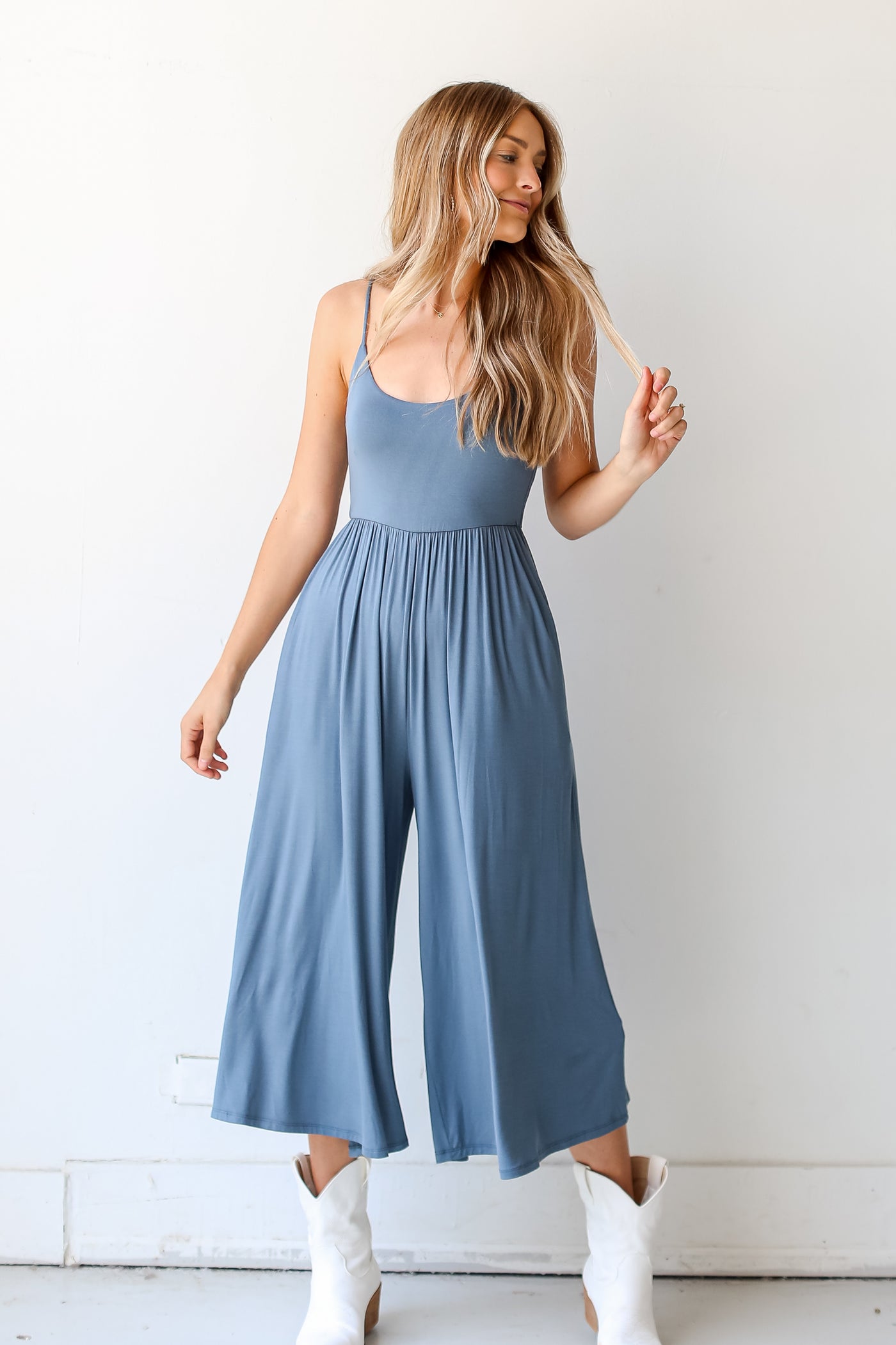 blue casual Jumpsuit on model