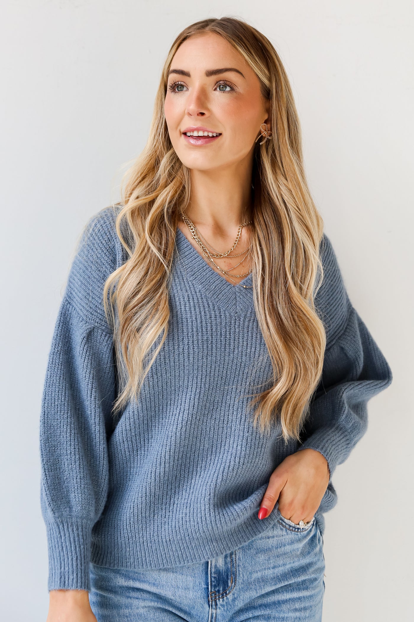 Denim Sweater front view