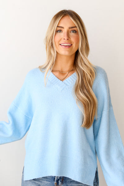 Light Blue Oversized Sweater on model