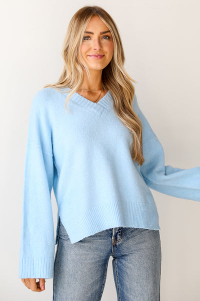 Light Blue Oversized Sweater front view