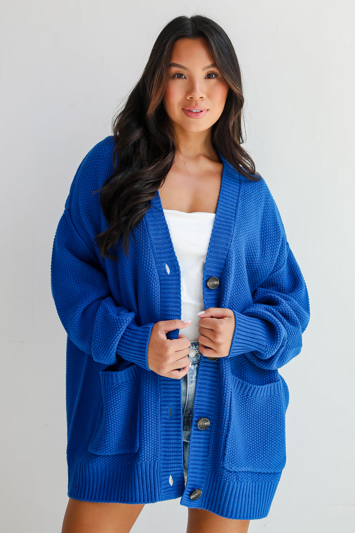 Cuddly Contentment Cobalt Sweater Cardigan