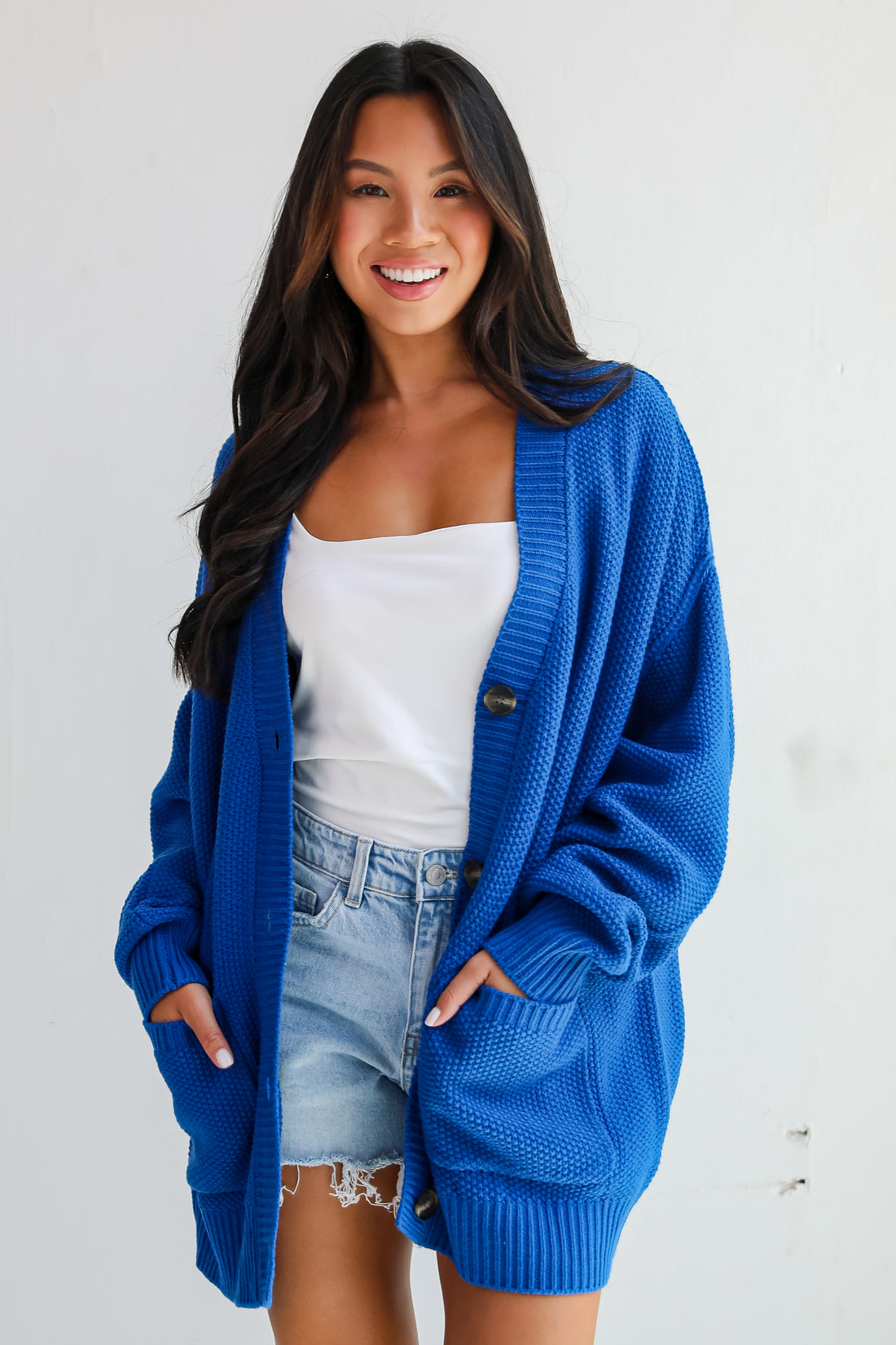 Cuddly Contentment Cobalt Sweater Cardigan