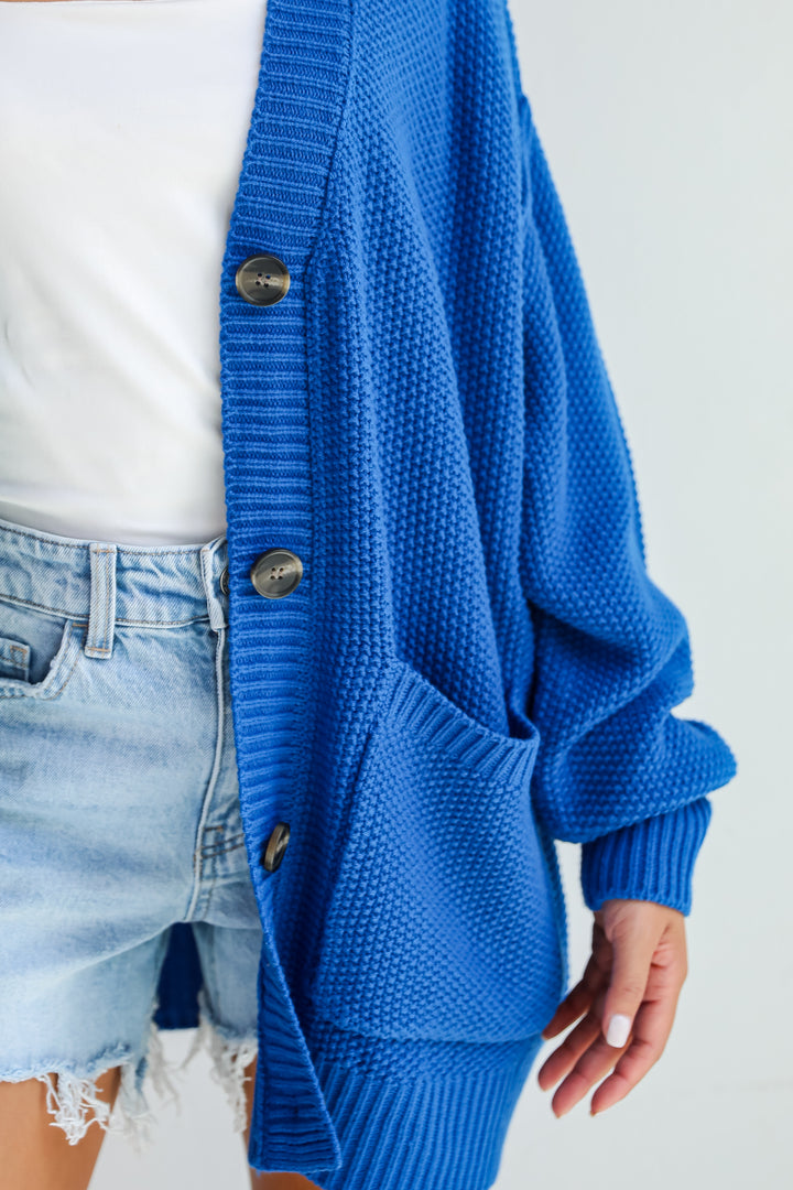 Cuddly Contentment Cobalt Sweater Cardigan