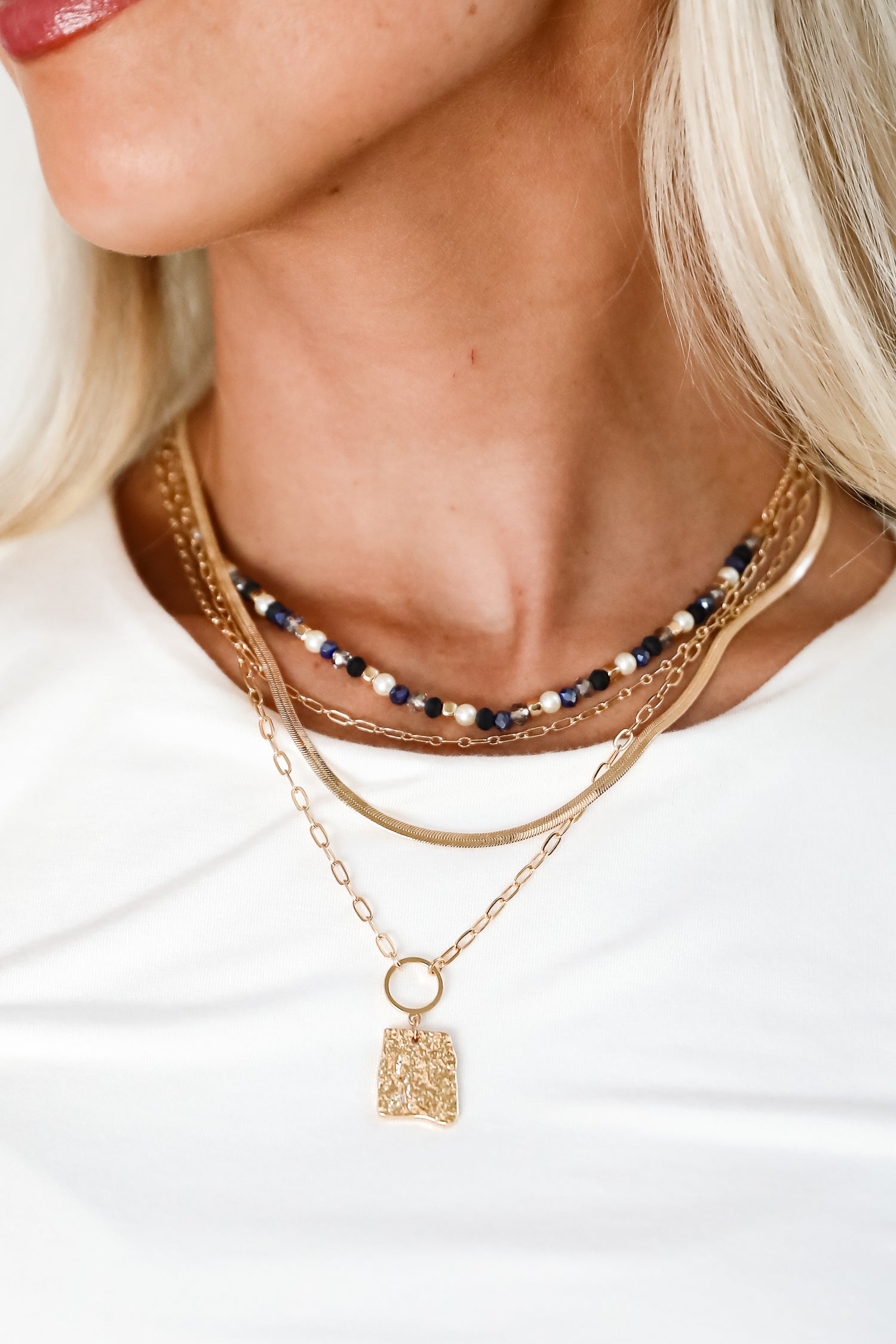 Elena Blue Layered Chain Necklace