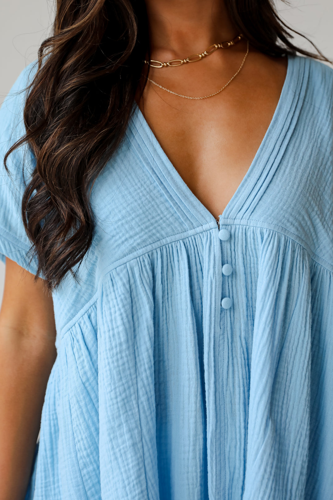 Blissful Icon Light Blue Linen Blouse