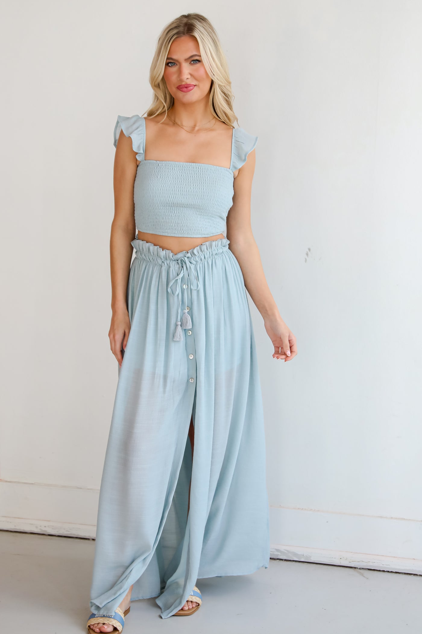 Sunny Impression Blue Maxi Skirt cute vacation outfits for women