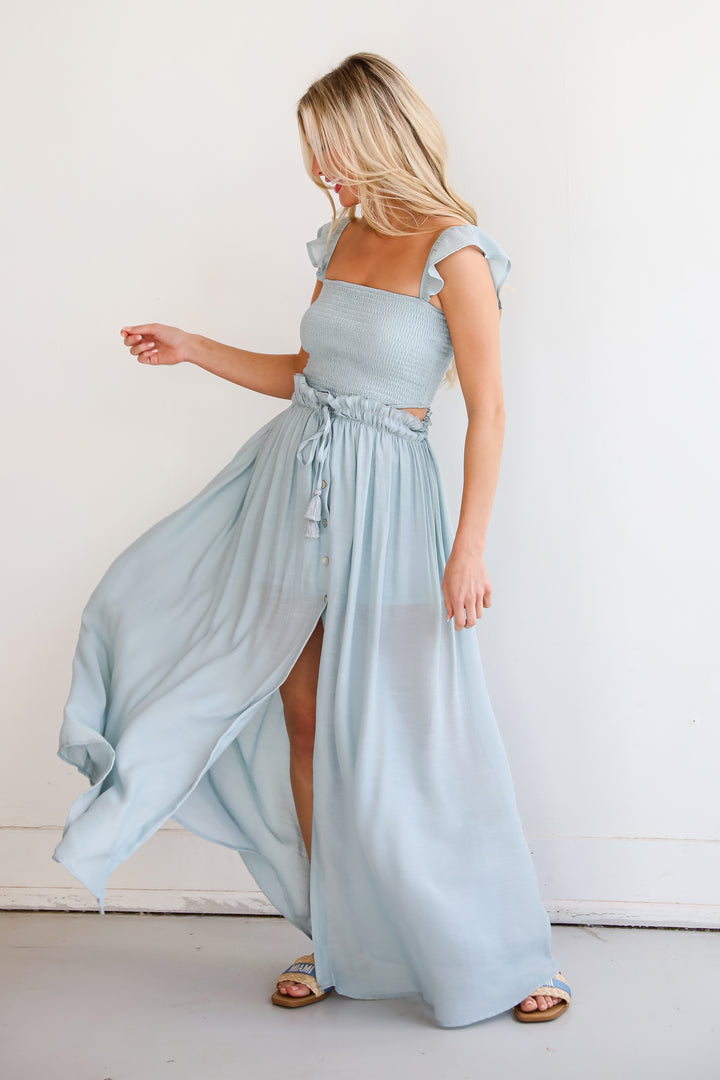 Sunny Impression Blue Maxi Skirt trendy matching sets