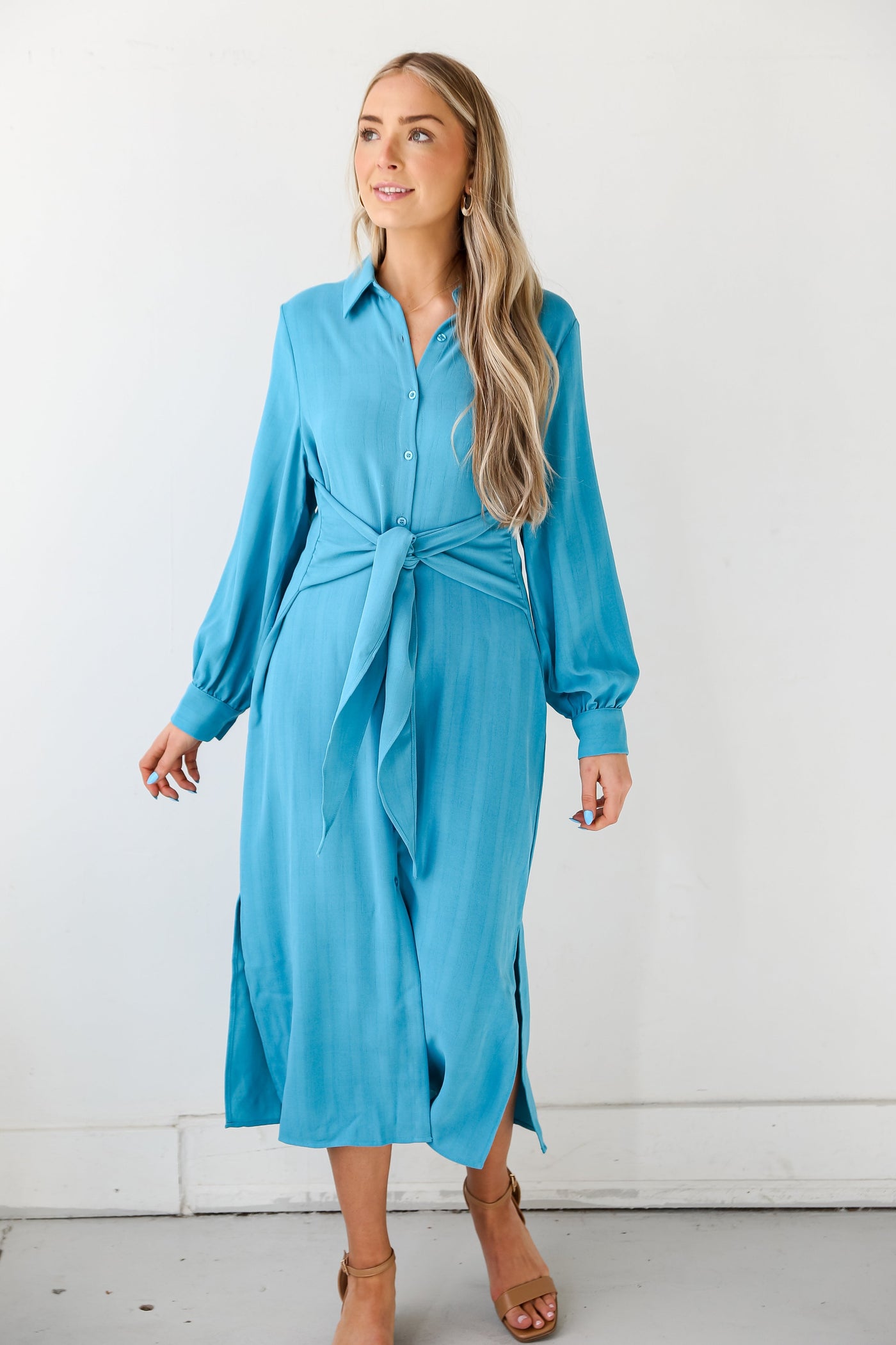 trendy Blue Midi Dress