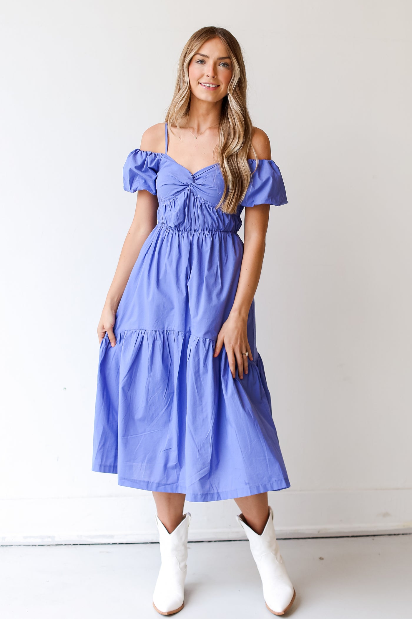 blue Midi Dress on dress up model