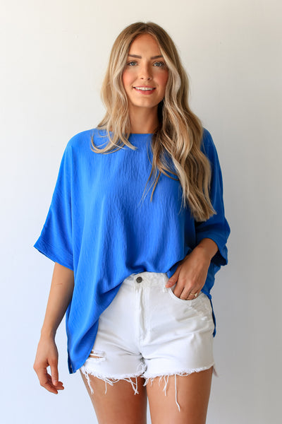 blue Oversized Blouse front view