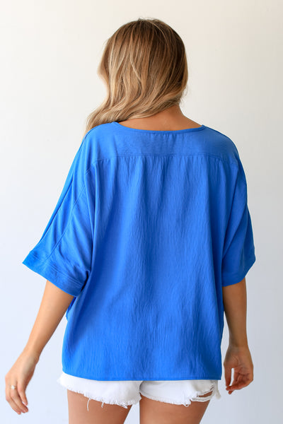 blue Oversized Blouse back view