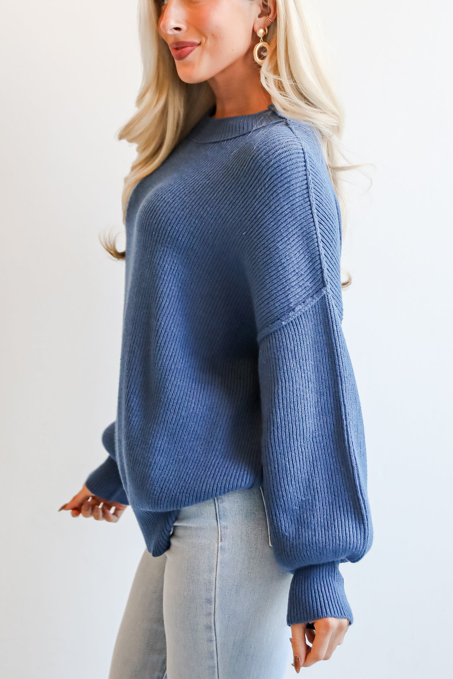 Curated Look Blue Oversized Sweater