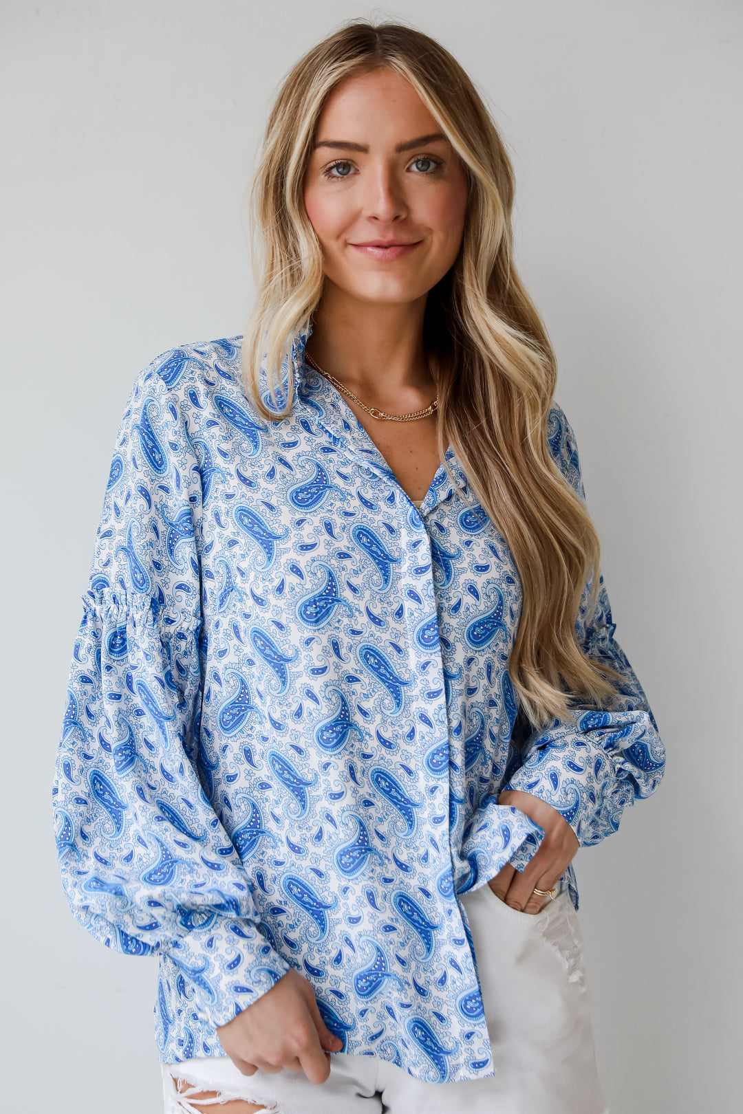 Blue Paisley Blouse, Truly Delightful Blue Paisley Blouse, Blue Paisley Top, Women's Top, Tops For Work