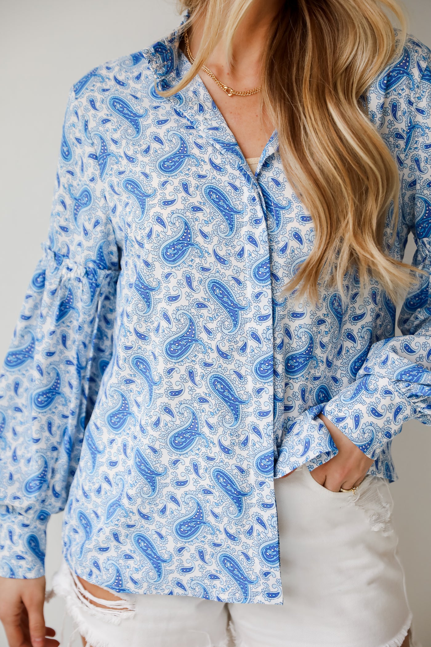 cute blouses, Blue Paisley Blouse, Truly Delightful Blue Paisley Blouse, Blue Paisley Top, Women's Top, Tops For Work