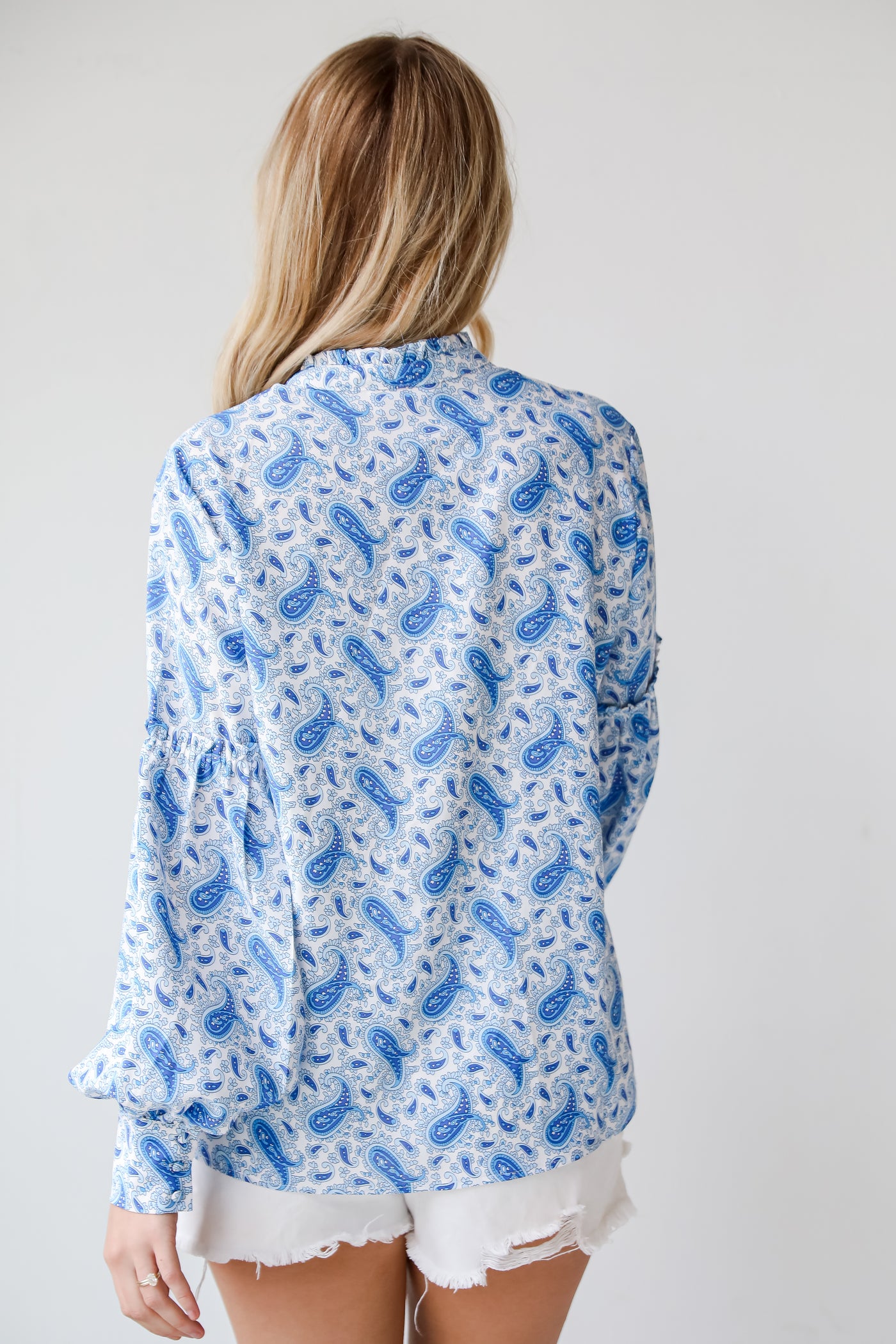 blue button up blouse, Blue Paisley Blouse, Truly Delightful Blue Paisley Blouse, Blue Paisley Top, Women's Top, Tops For Work