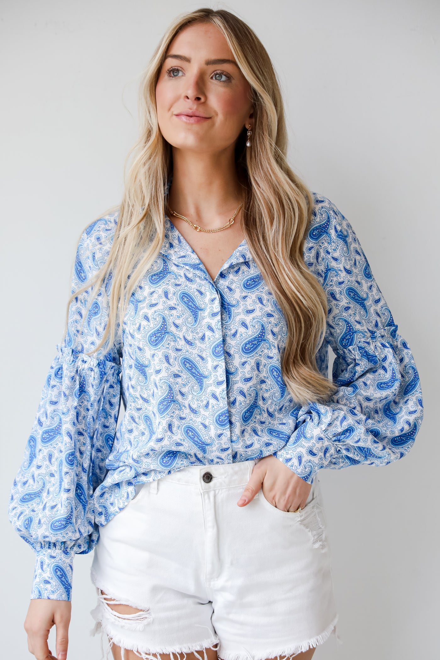 Blue Paisley Blouse for women, Blue Paisley Blouse, Truly Delightful Blue Paisley Blouse, Blue Paisley Top, Women's Top, Tops For Work