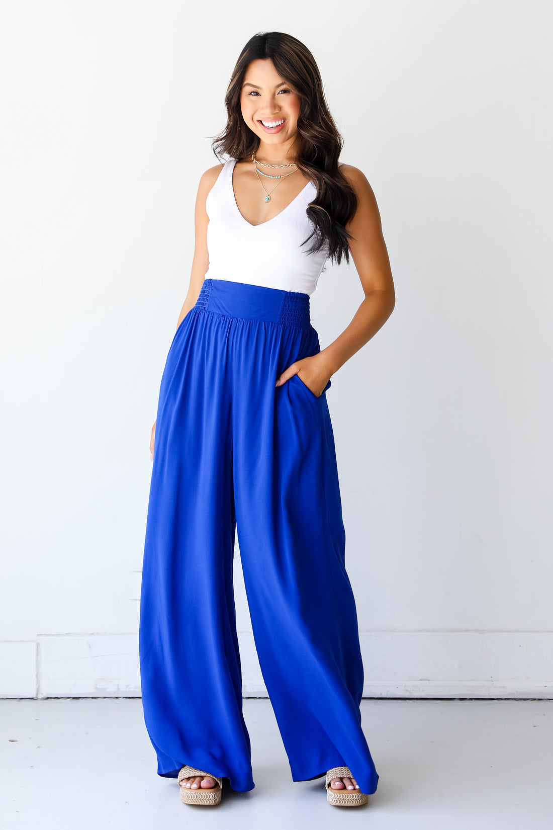 blue Wide Leg Pants