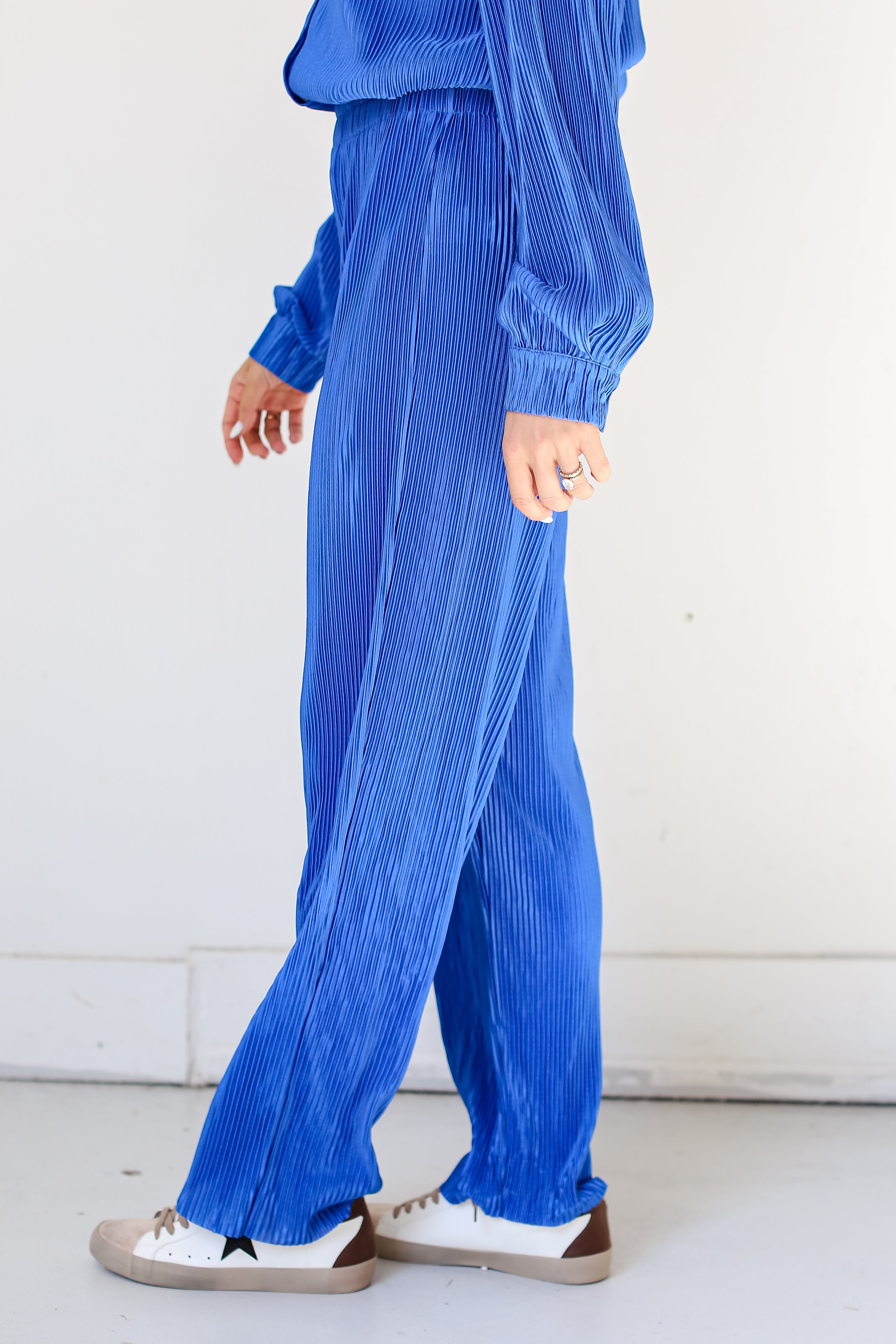 blue Plisse Pants side view