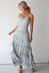 Flattering Attitude Light Blue Ruffle Tiered Maxi Dress