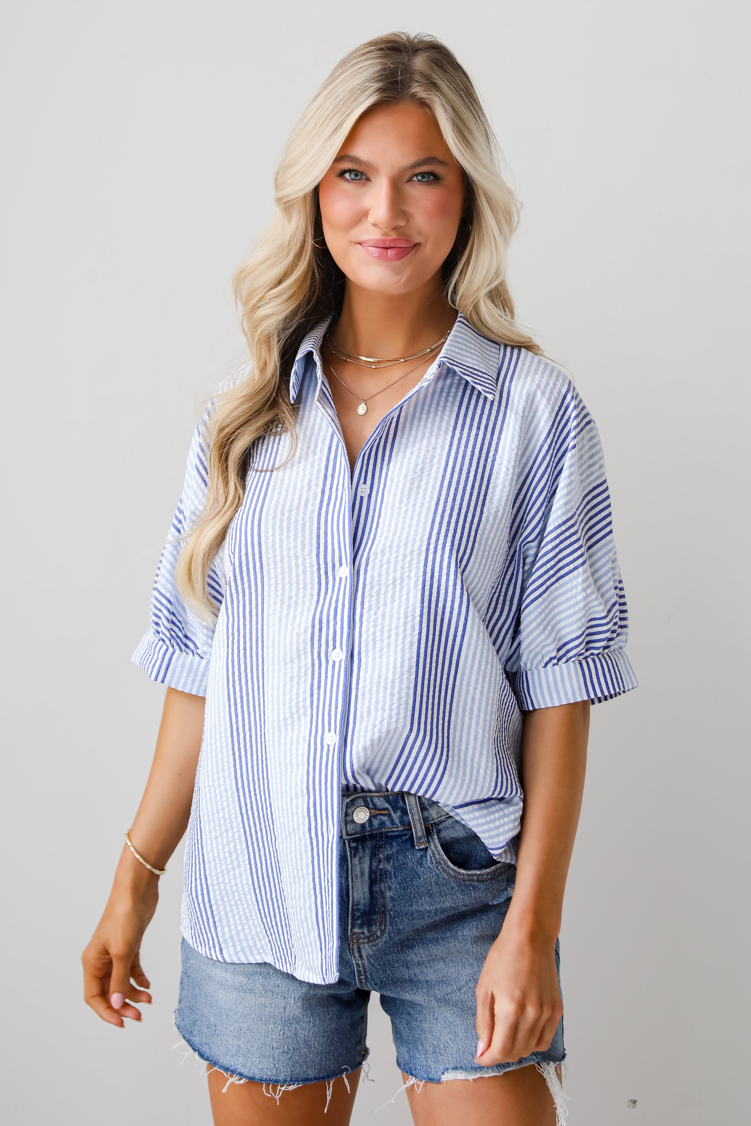 cute seersucker blouse for women