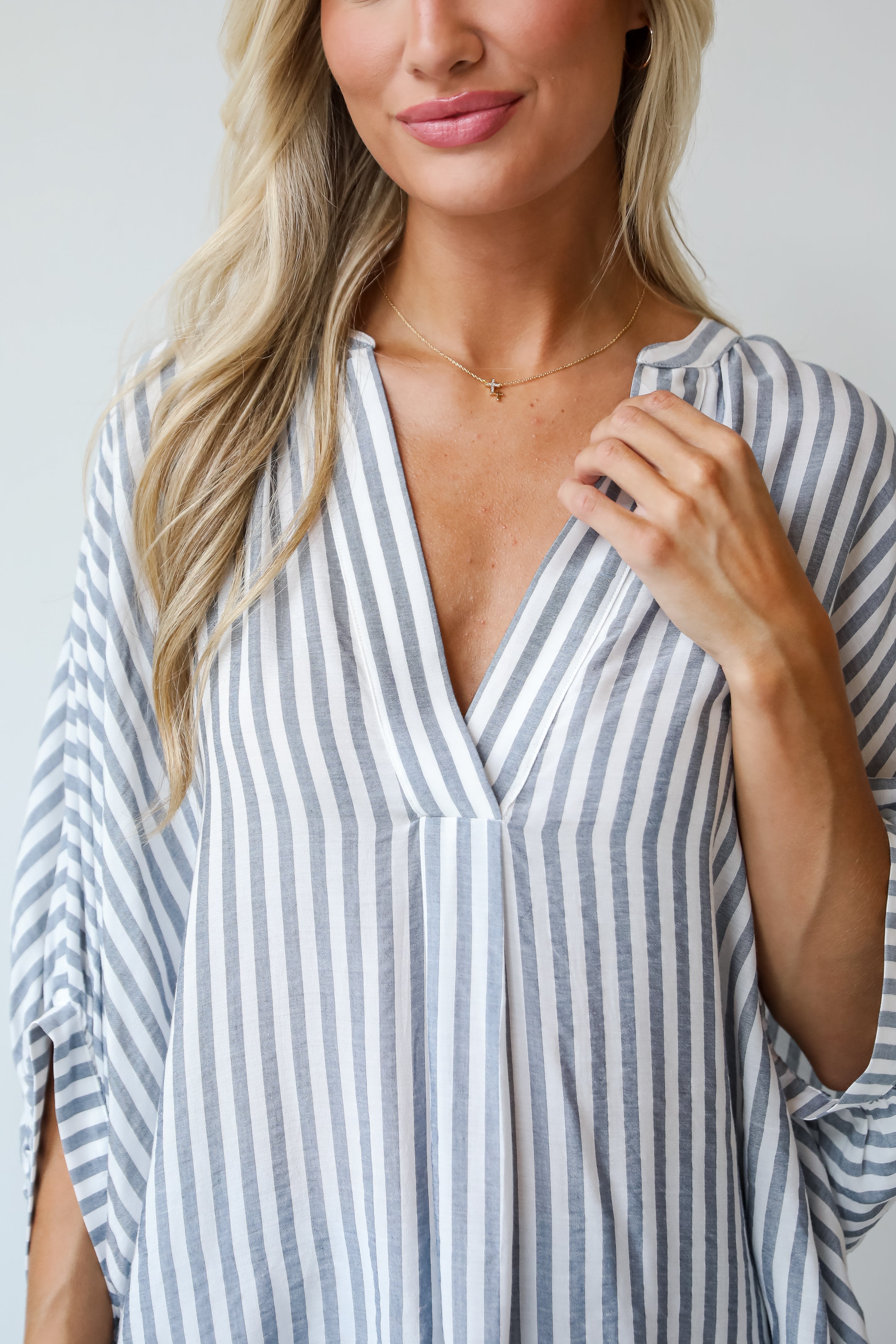 Sweet Decision Navy Striped Oversized Blouse