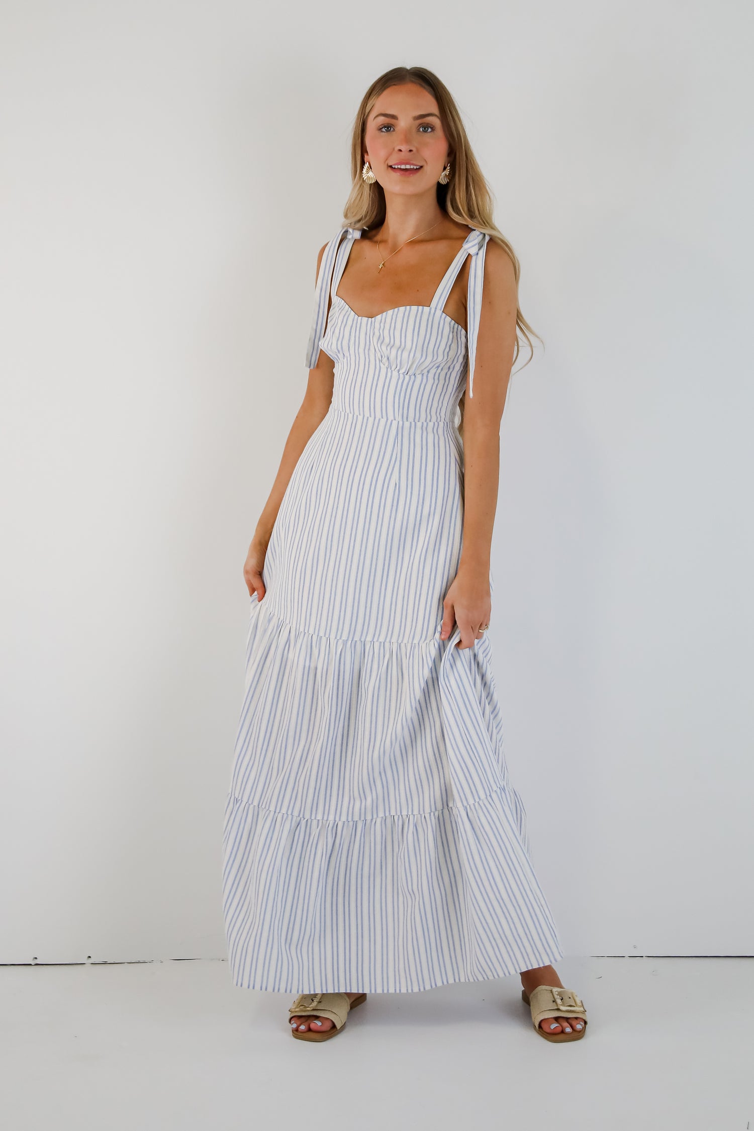 Outfit Navy White Striped Maxi Dress Cute Blue Striped Maxi Dress Vacation Dresses ShopDressUp Outfit Navy White Striped Maxi Dress Cute Blue Striped Maxi Dress Vacation Dresses ShopDressUp
