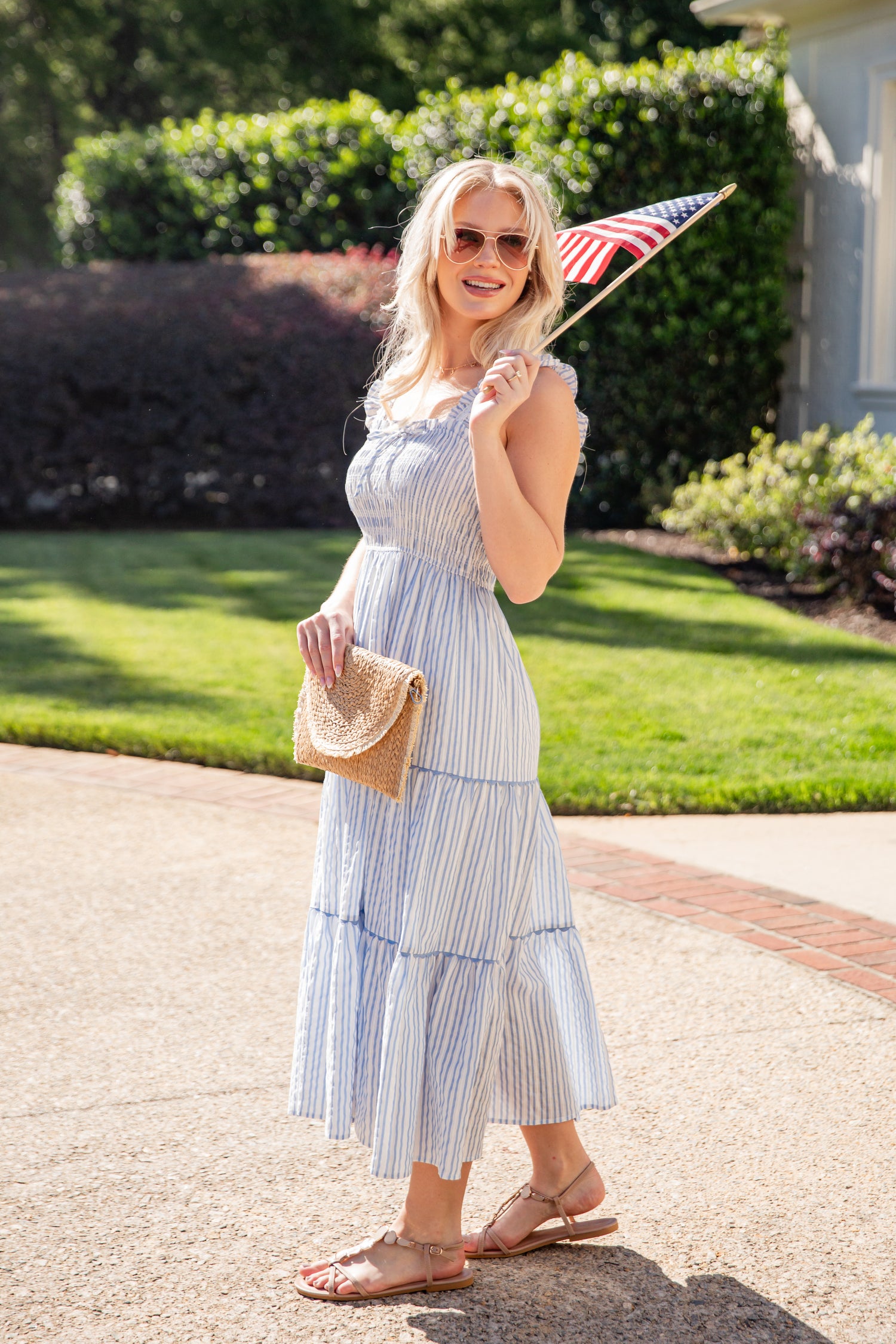 blue & white stripe dress CABANA STRIPED MIDI this classic navy stripe dress will have you looking breezy yet put Belted Stripe Dress Cobalt/White /