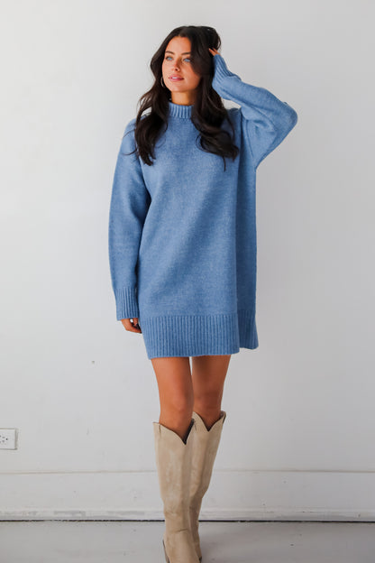 Seasonally Stylish Mock Neck Mini Sweater Dress