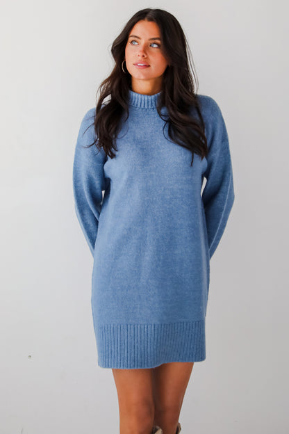 Seasonally Stylish Mock Neck Mini Sweater Dress