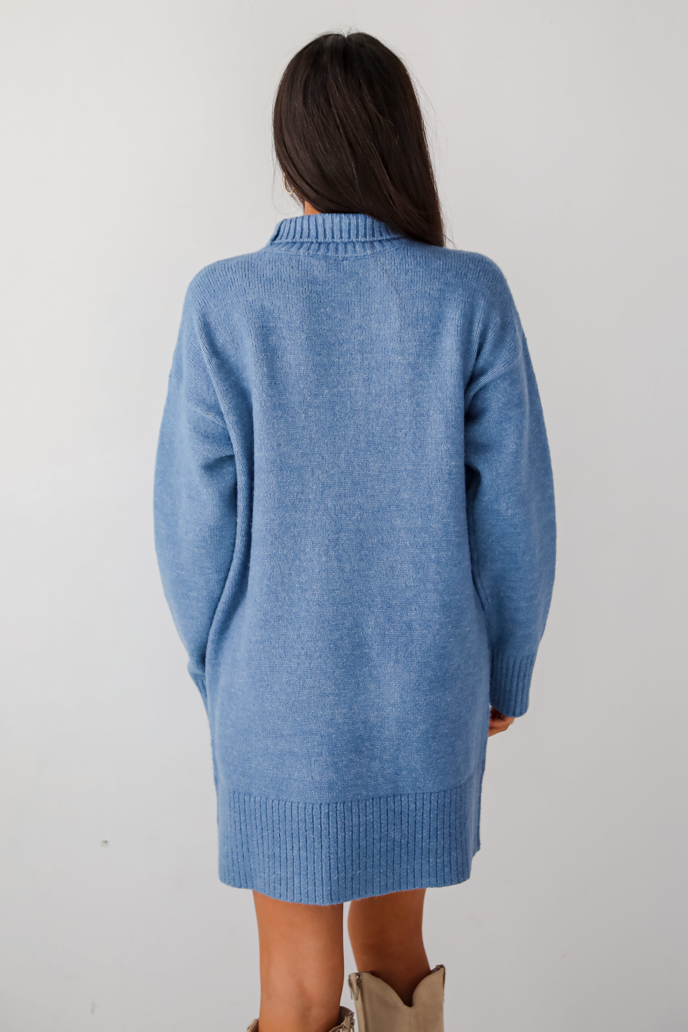 Seasonally Stylish Mock Neck Mini Sweater Dress