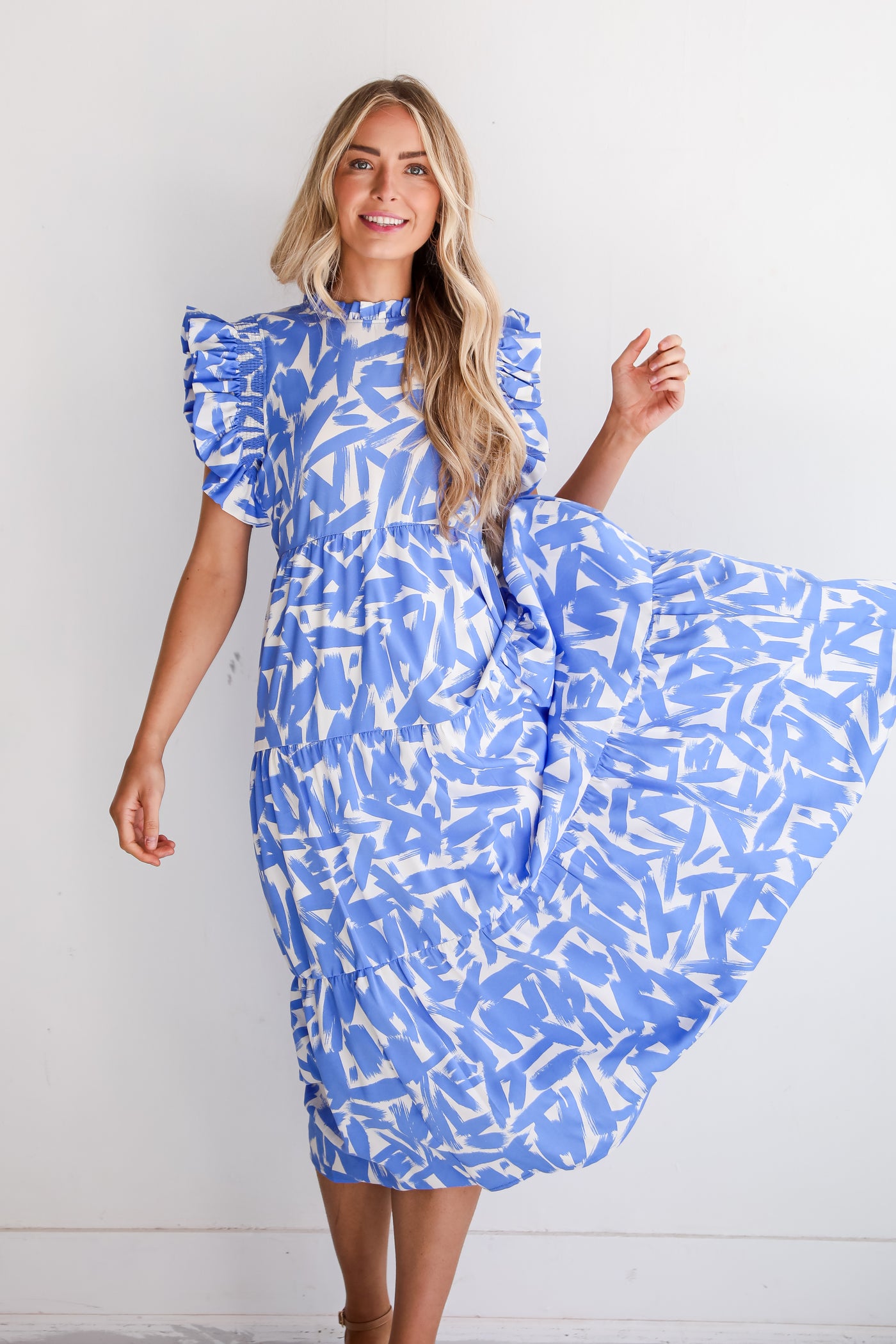 Blue Tiered Maxi Dress for women