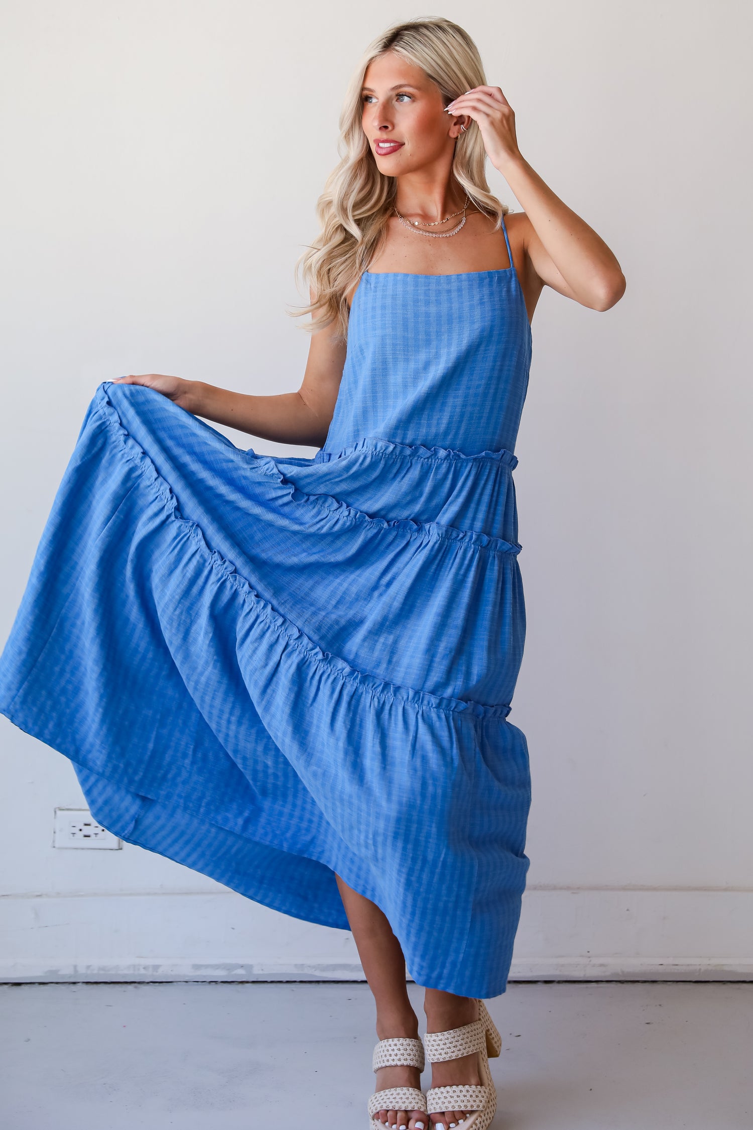 Uncommon Charm Blue Tiered Maxi Dress