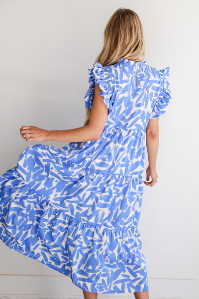 womens Blue Tiered Maxi Dress