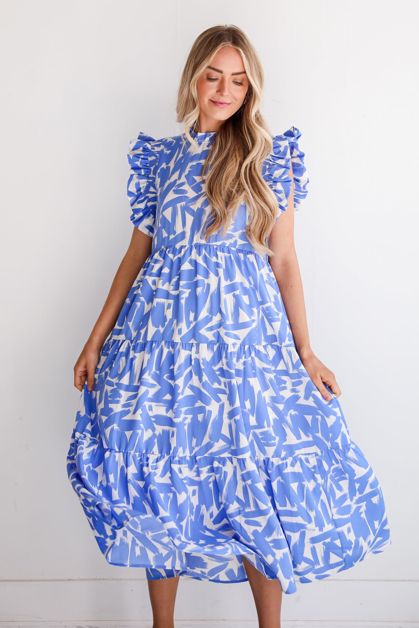 cute Blue Tiered Maxi Dress