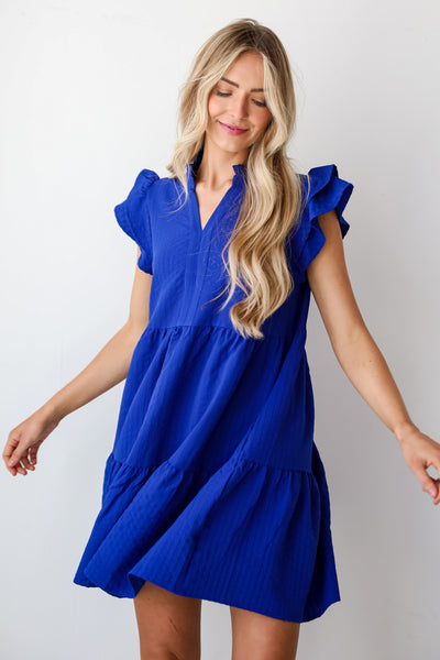 girly Royal Blue Mini Dress