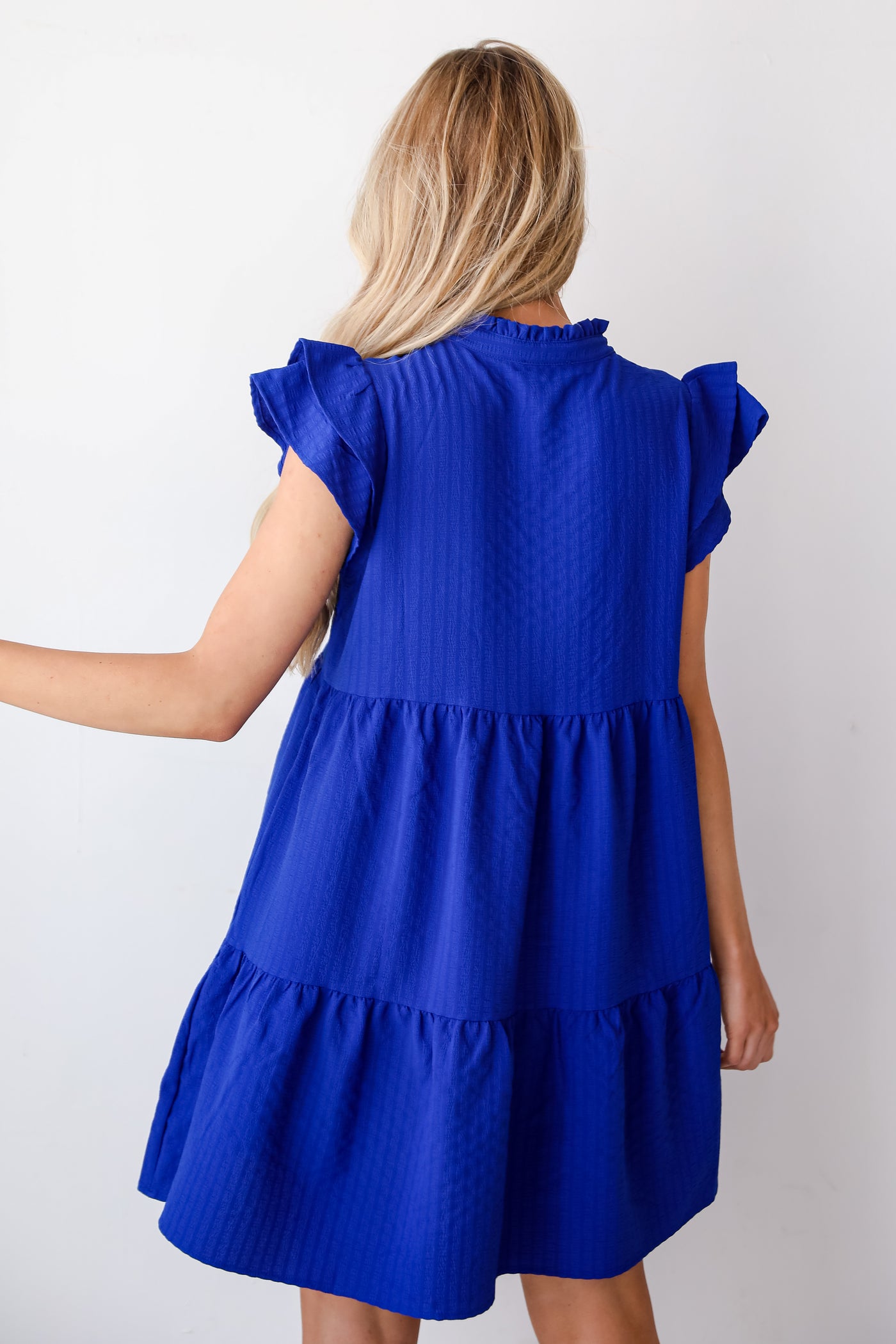 trendy Royal Blue Mini Dress