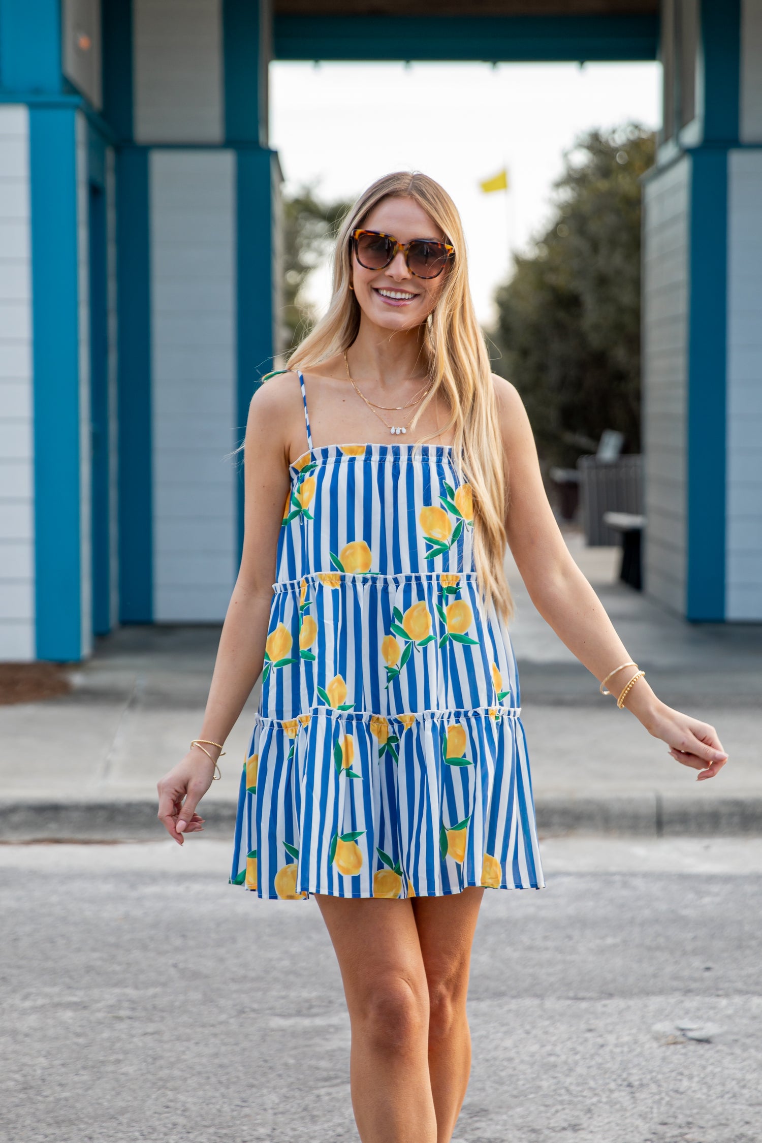 Citrus Grove Stripe Mini Dress | Trendy Women's Dresses