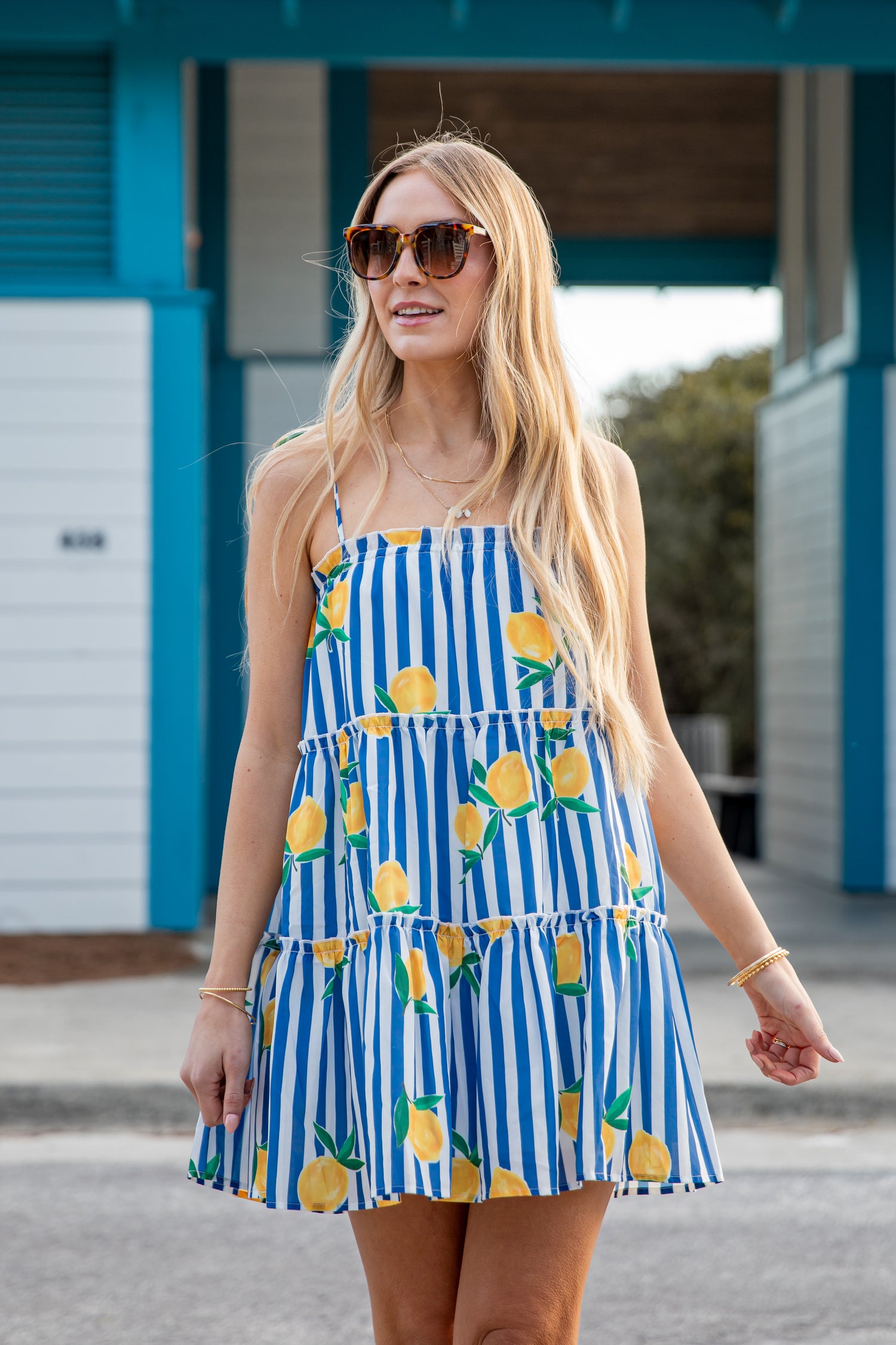 lemon dress blue Libra Lemon Midi Dress Blue