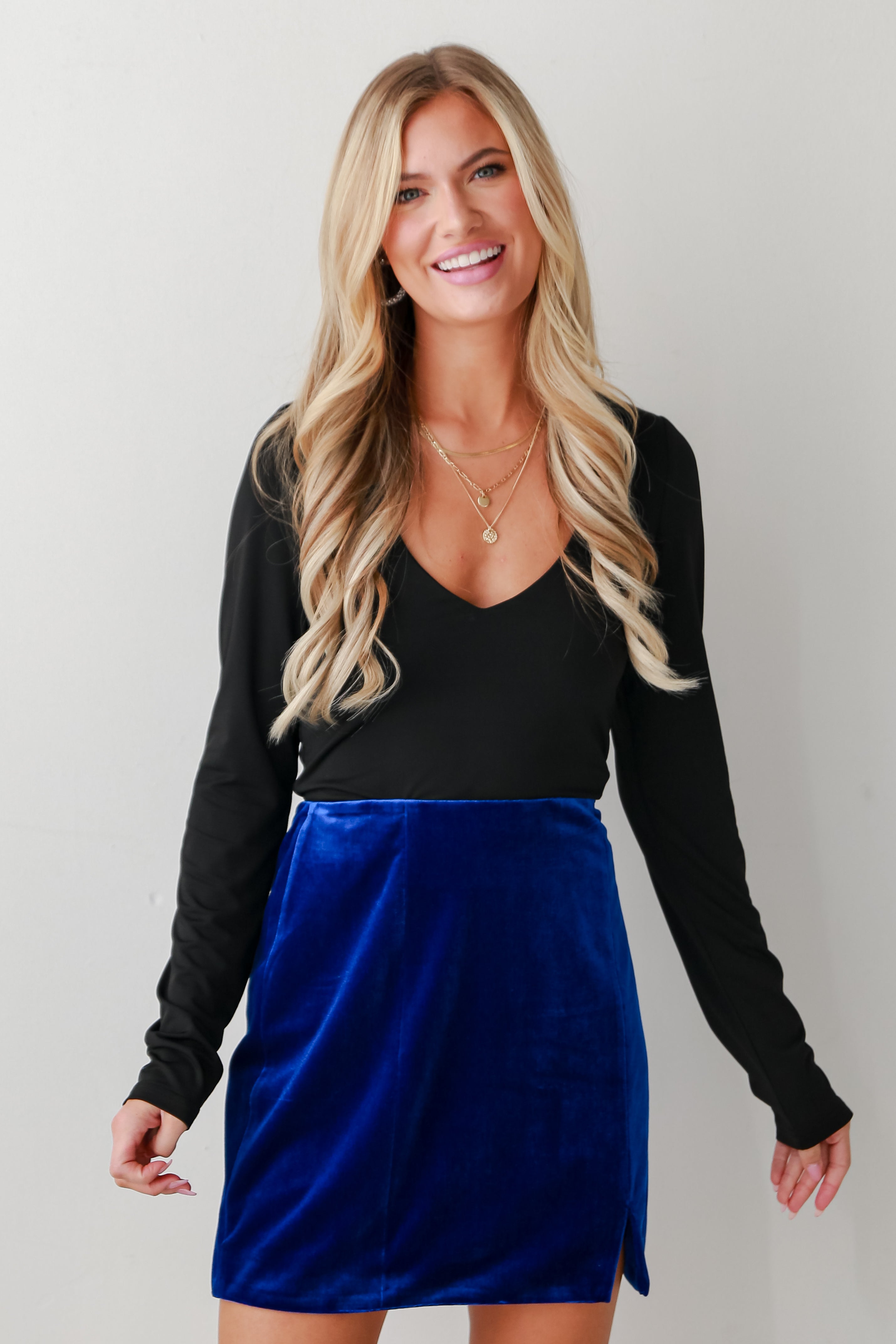 high waisted Velvet Mini Skirt