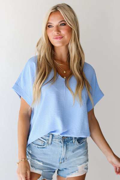 light blue Oversized Blouse front view