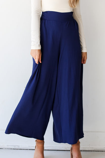 navy Wide Leg Pants close up